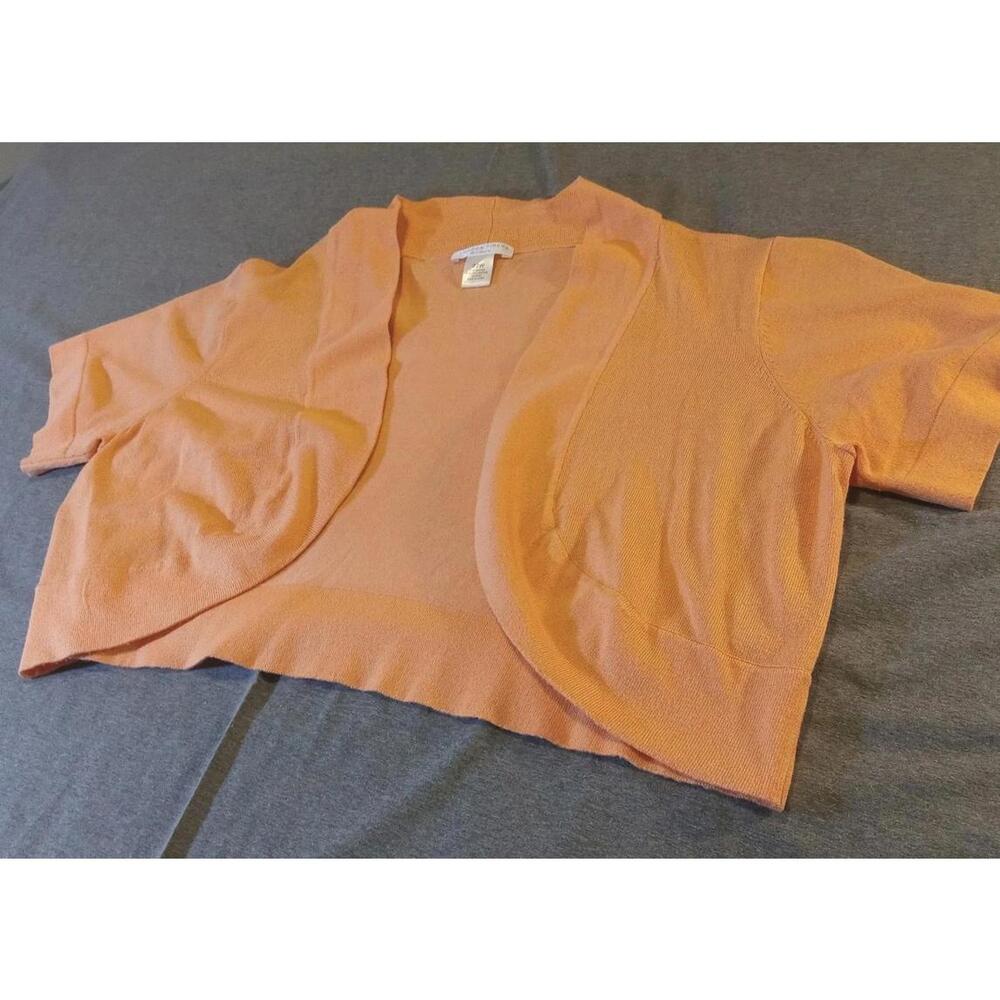 London Times Woman Cardigan Womens Size 22W Plus Orange Cropped RN 58142